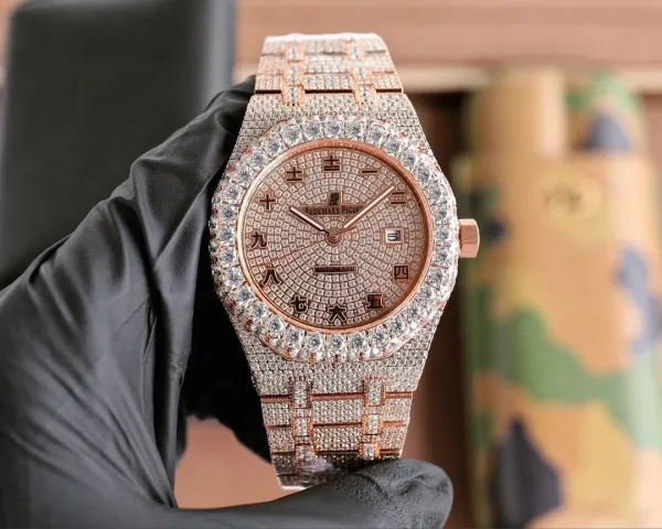Audemars Piguet Royal Oak Offshore Chronograph Diamond-Encrusted Gold Watch Watches - 12
