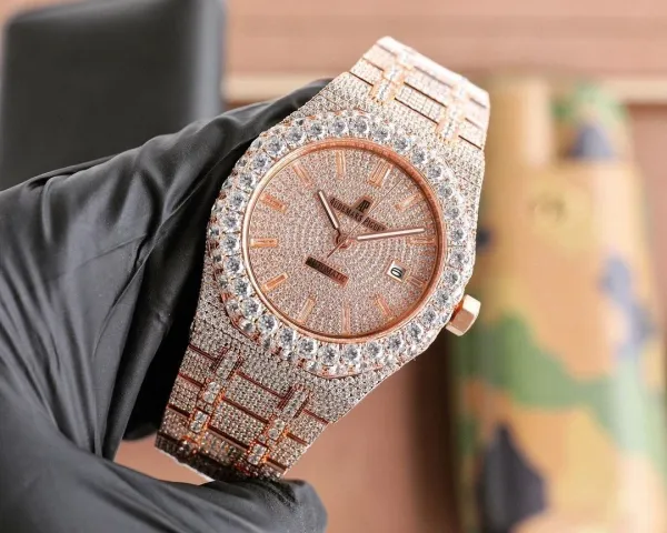 Audemars Piguet Royal Oak Offshore Chronograph Diamond-Encrusted Gold Watch Watches - 15