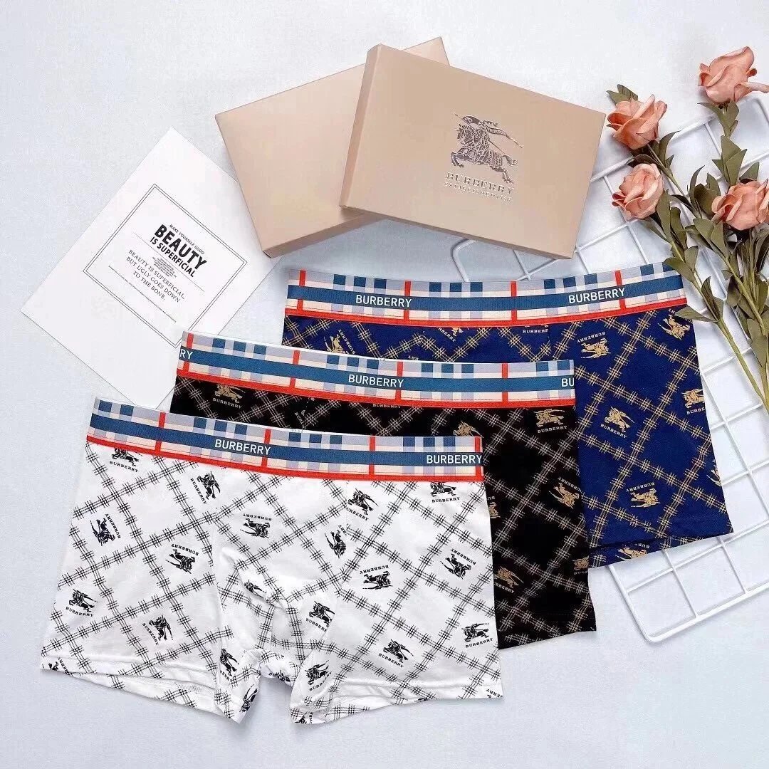 Burberry Underwear Plaid Logo Boxer Briefs, 3-Pack image 2