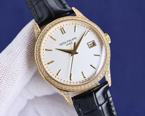 Patek Philippe Calatrava Black Dial Diamond Bezel Mechanical Watch Watches - 8
