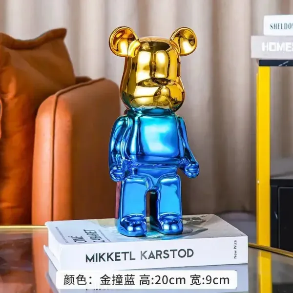 Medicom Toy Bearbrick Gold Head Blue Body 200% Figure Accessories - 1