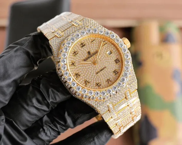 Audemars Piguet Royal Oak Offshore Chronograph Diamond-Encrusted Gold Watch Watches - 14