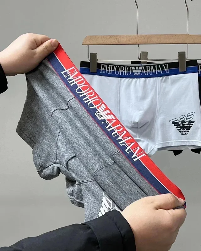 Emporio Armani Underwear Men's logo waistband boxer briefs, 3-piece set product detail image 8