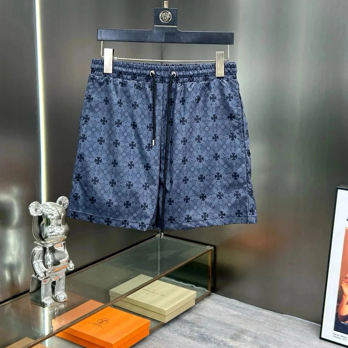 Chrome Hearts Shorts Elastic-Waist Drawstring with Floral Cross Print — 05
