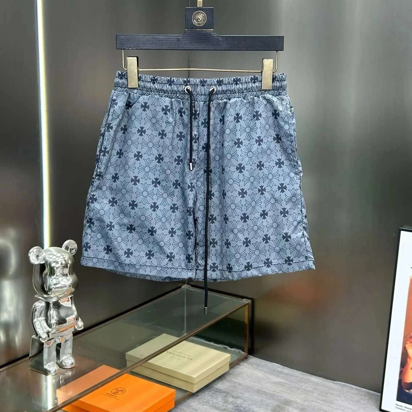 Chrome Hearts Shorts Elastic-Waist Drawstring with Floral Cross Print — 06