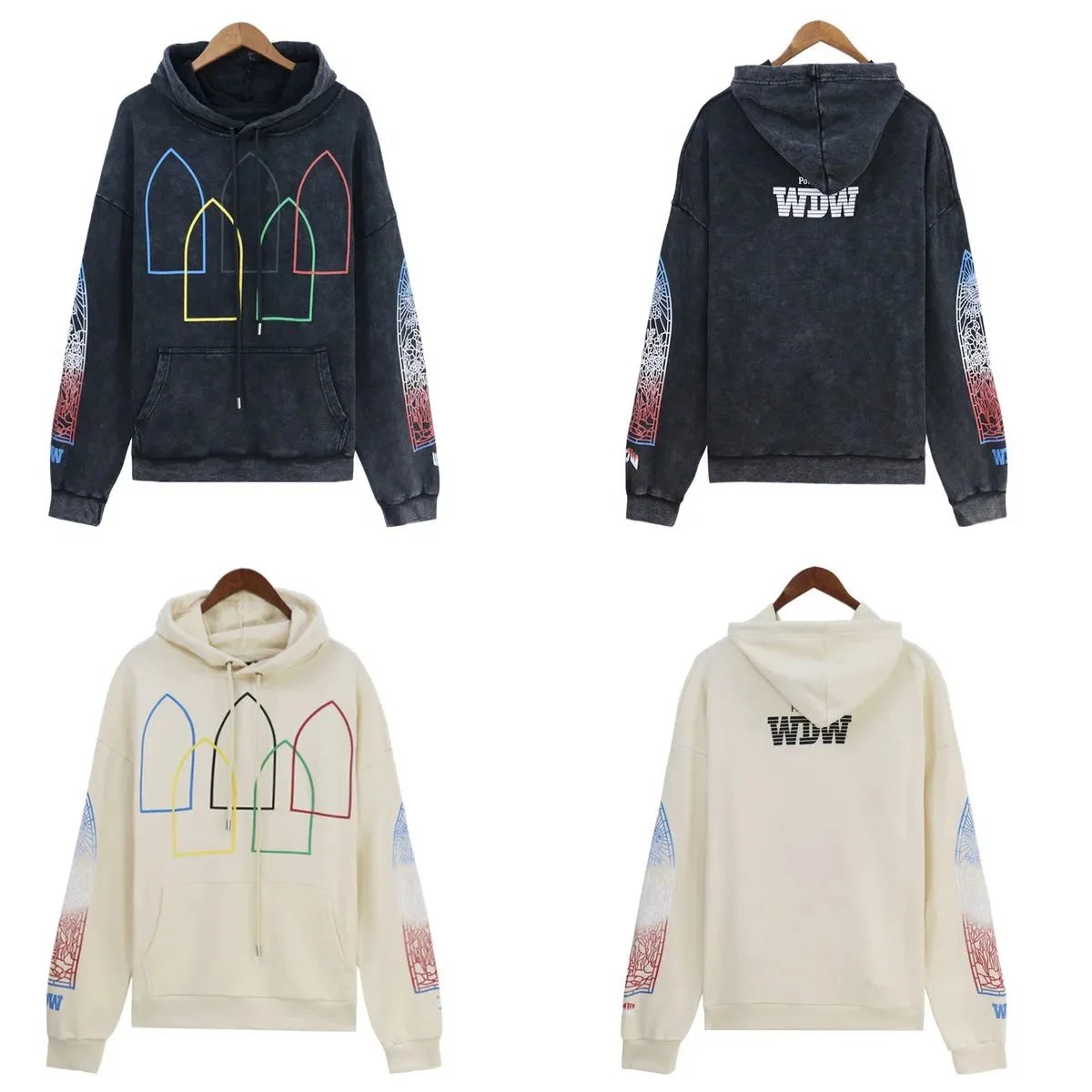 WDW Hoodie Black And Cream Graphic Sweatshirt