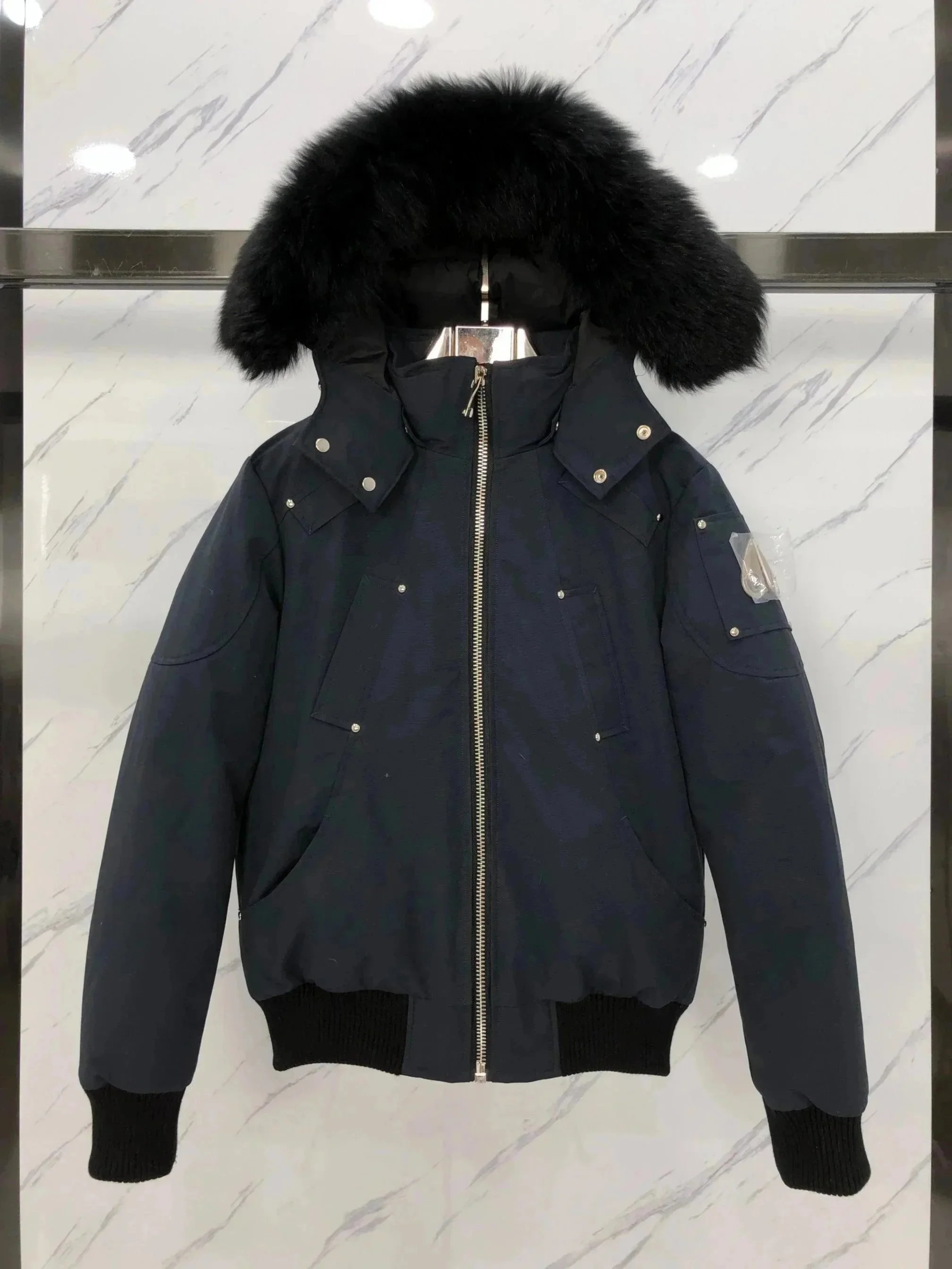 Moncler Down Jacket Navy Blue Winter Parka