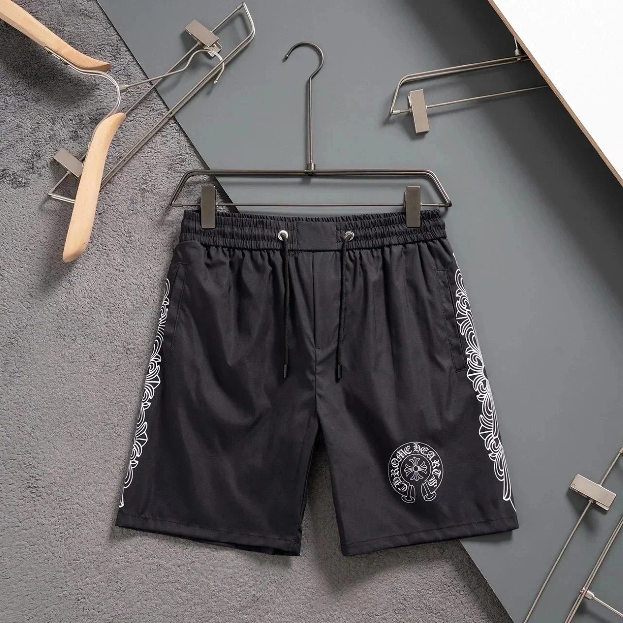 Chrome Hearts Shorts Elastic-Waist Drawstring with Floral Cross Print — 03