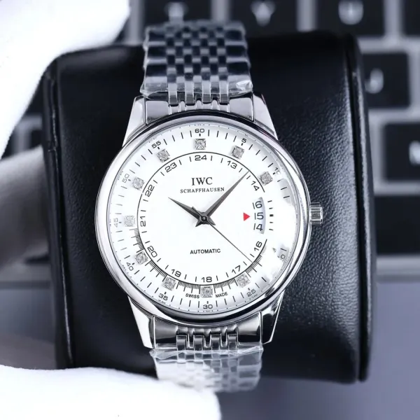 IWC Schaffhausen Portugieser Automatic White Dial Diamond-Set Mechanical Watch Watches - 4