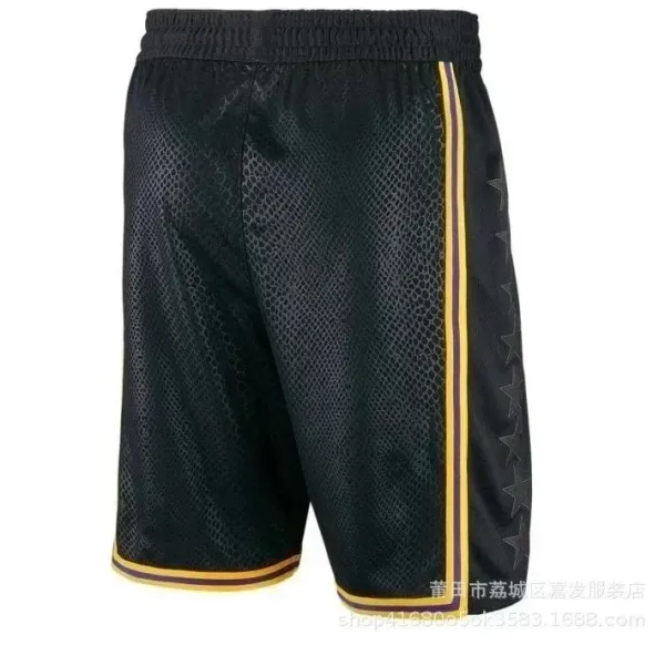 Design Mesh Basketball Shorts Black with Gold Stripe - 1