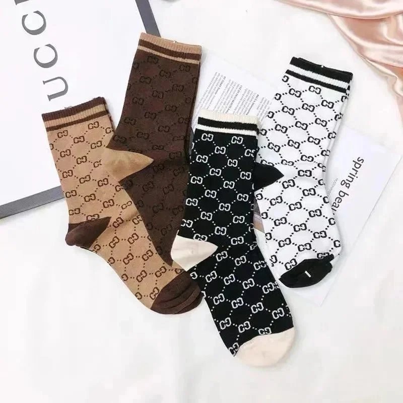 Gucci GG Monogram Socks Black Brown - 4