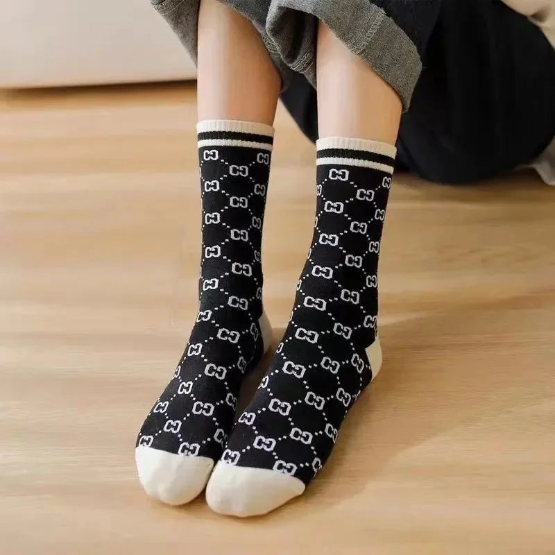 Gucci GG Monogram Socks Black Brown - 5