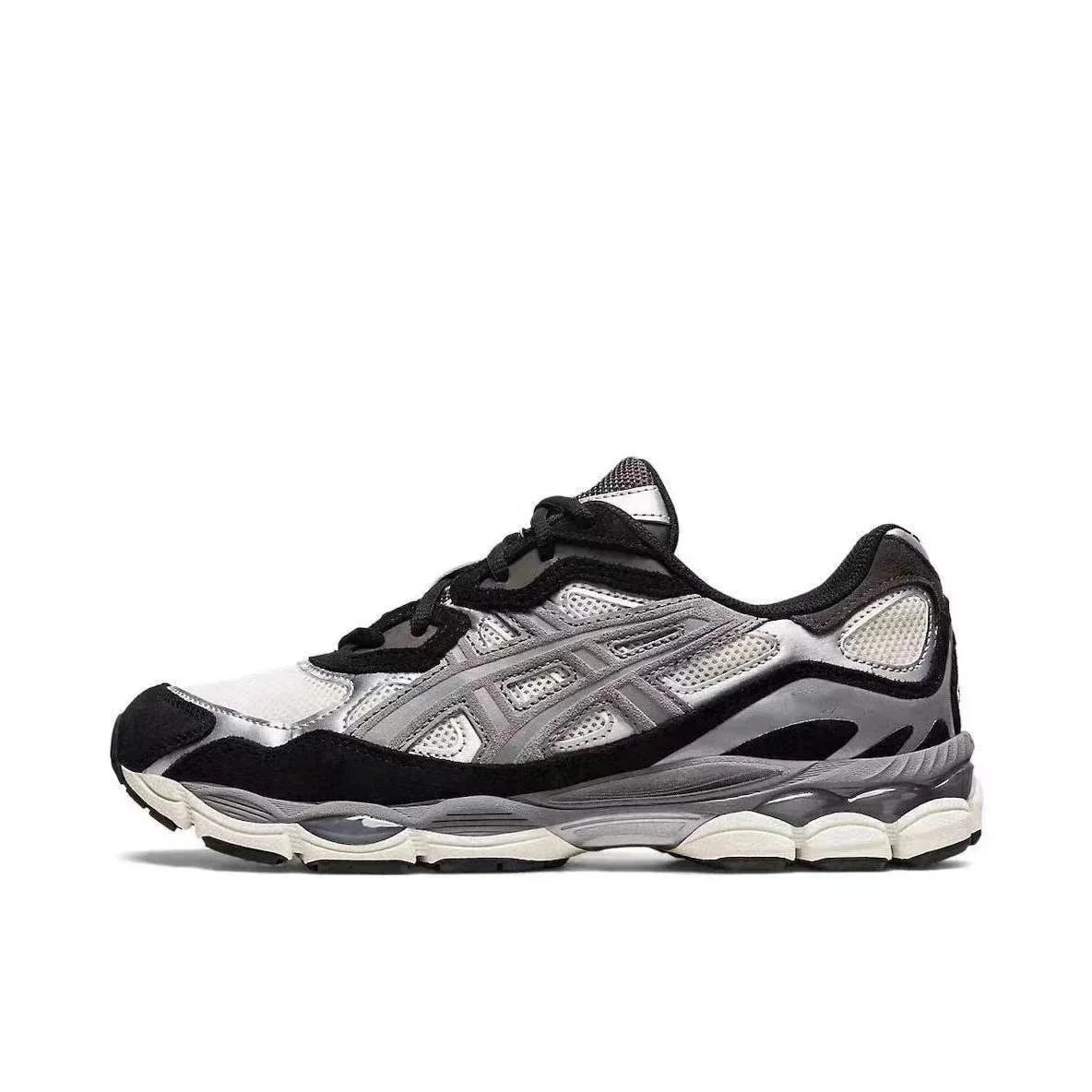 ASICS Sneakers Low-top mesh and suede with segmented cushioned sole — Gray-black