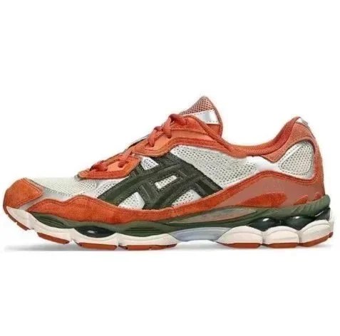 ASICS Sneakers Low-top mesh and suede with segmented cushioned sole — White, red, and green