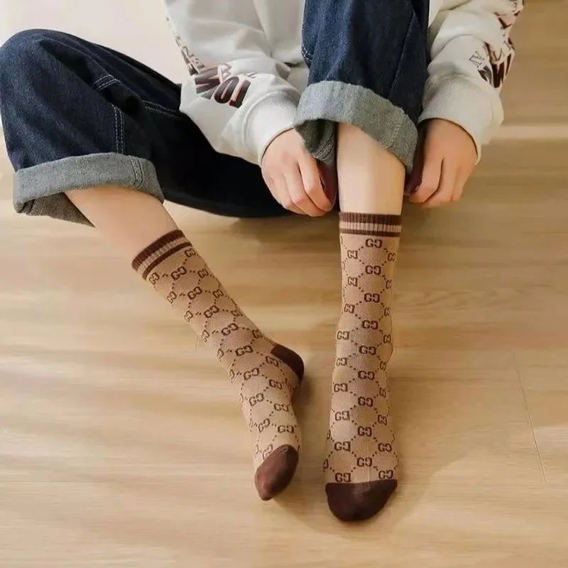 Gucci GG Monogram Socks Black Brown - 8