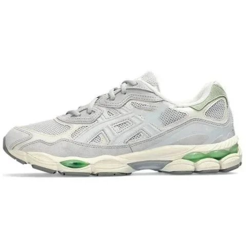 ASICS Sneakers Low-top mesh and suede with segmented cushioned sole — Gray-green