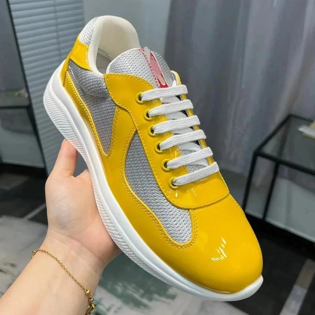 Prada America's Cup Patent Leather and Mesh Sneakers product photo 2