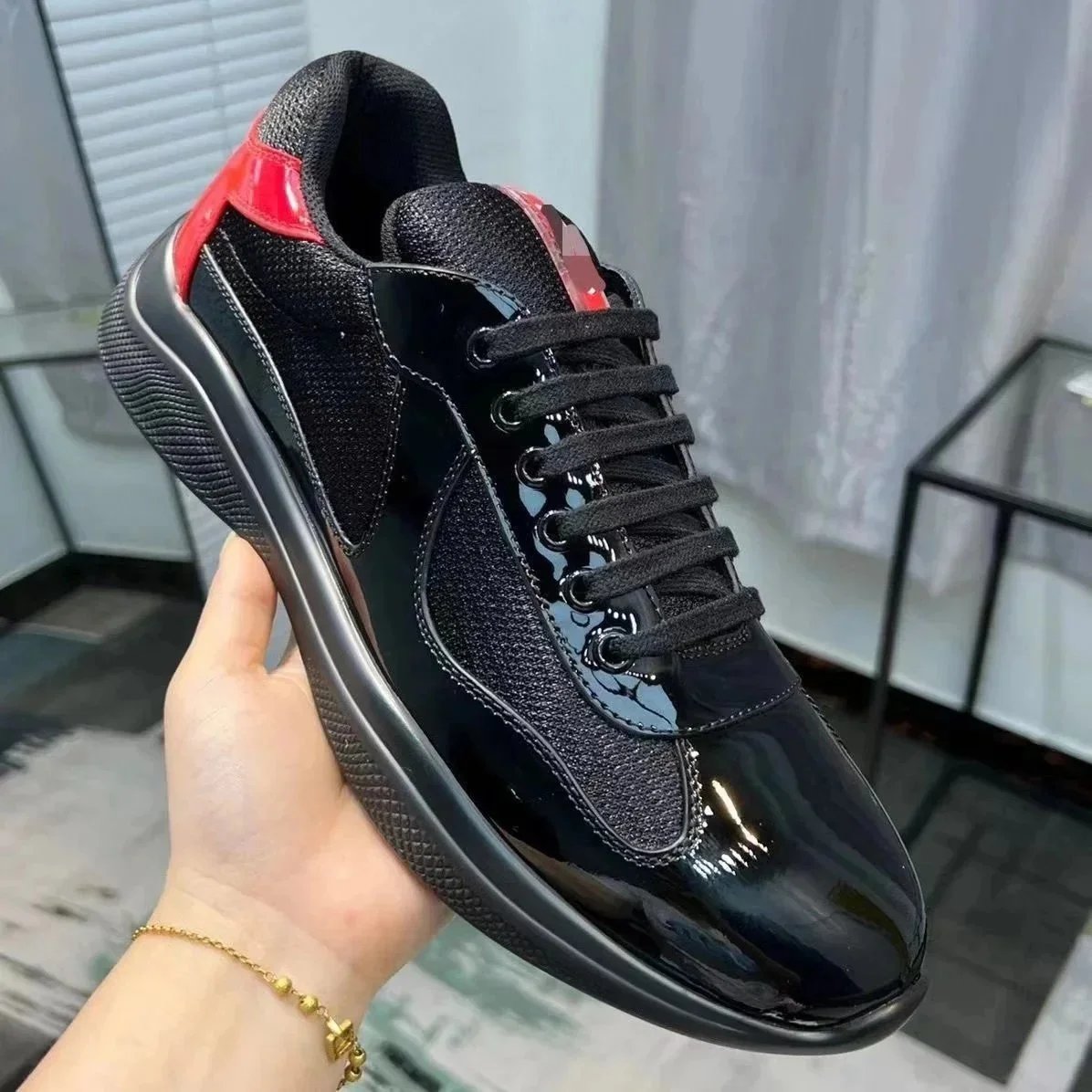Prada America's Cup Patent Leather and Mesh Sneakers product photo 3
