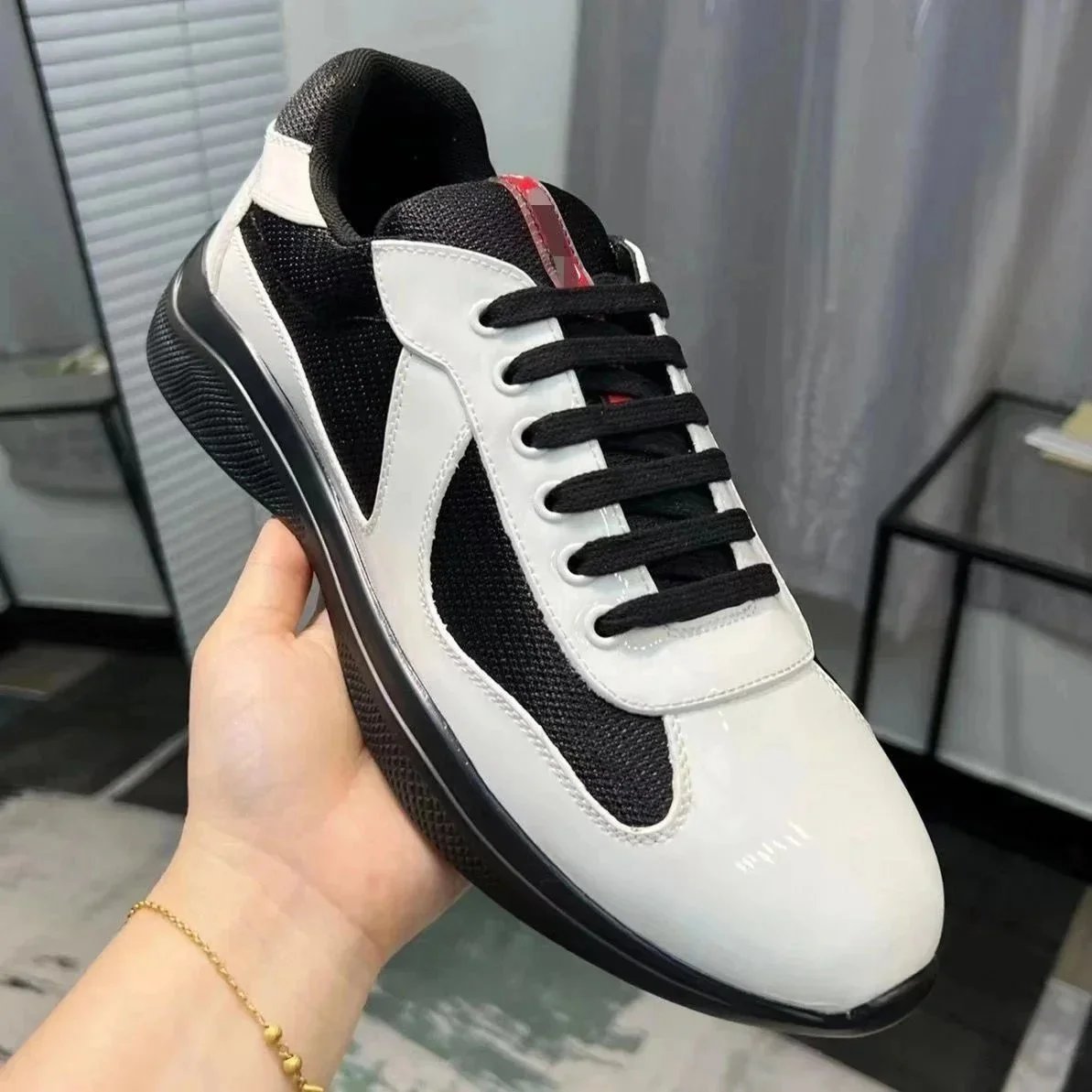 Prada America's Cup Patent Leather and Mesh Sneakers product photo 4