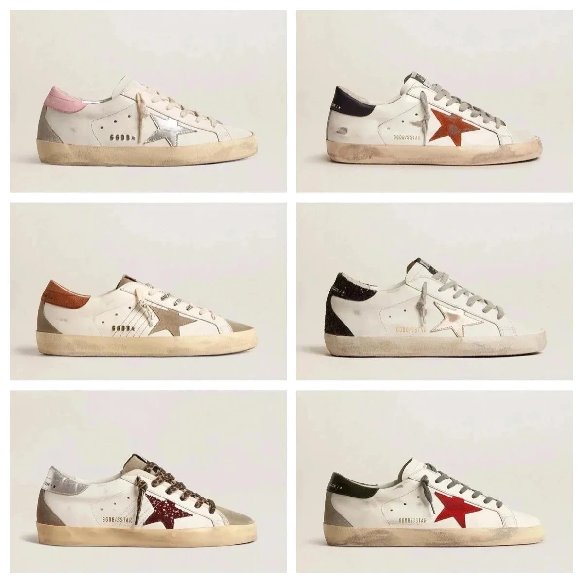Golden Goose Low-top distressed sneakers with star detail