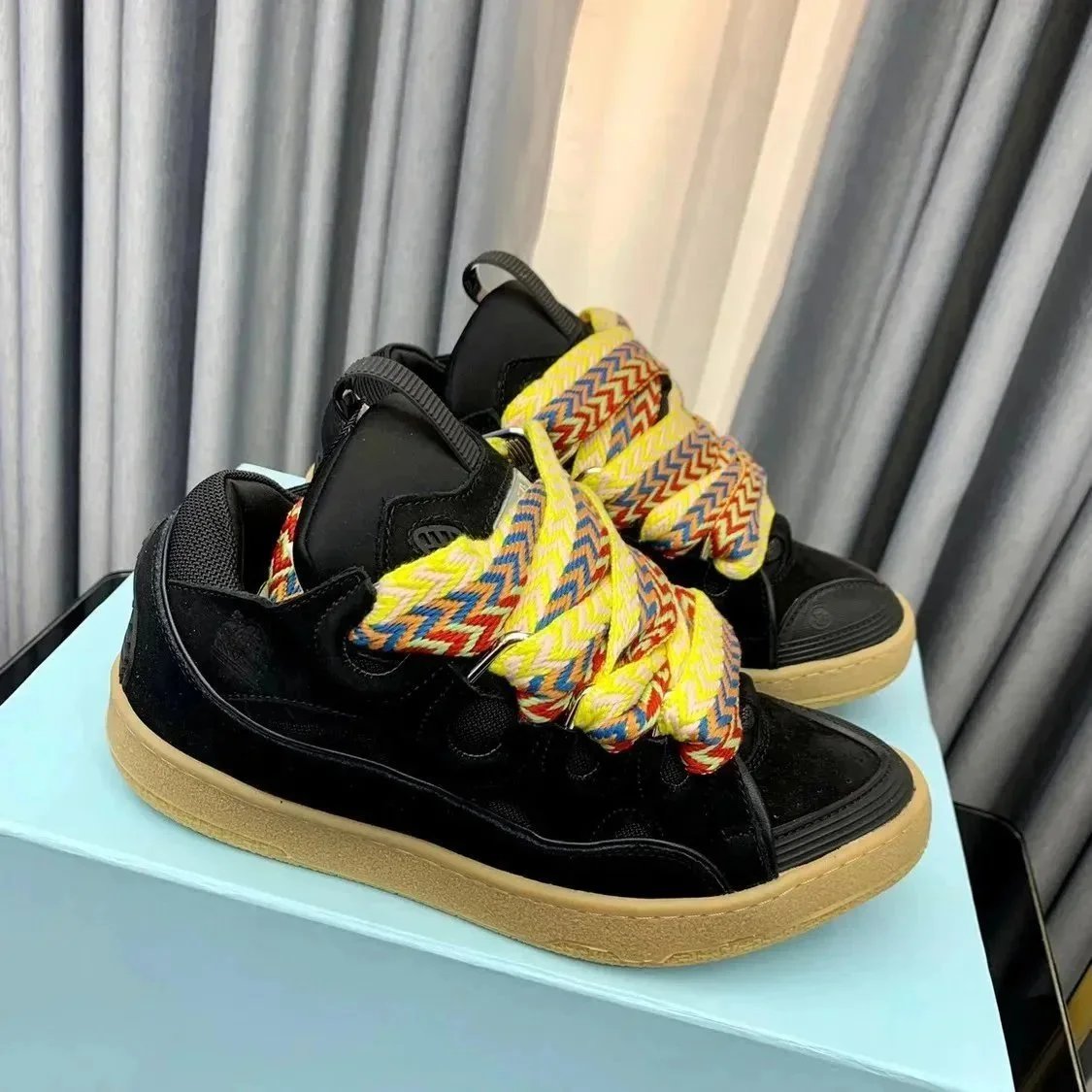 Lanvin Curb Leather and Suede Sneakers product photo 4