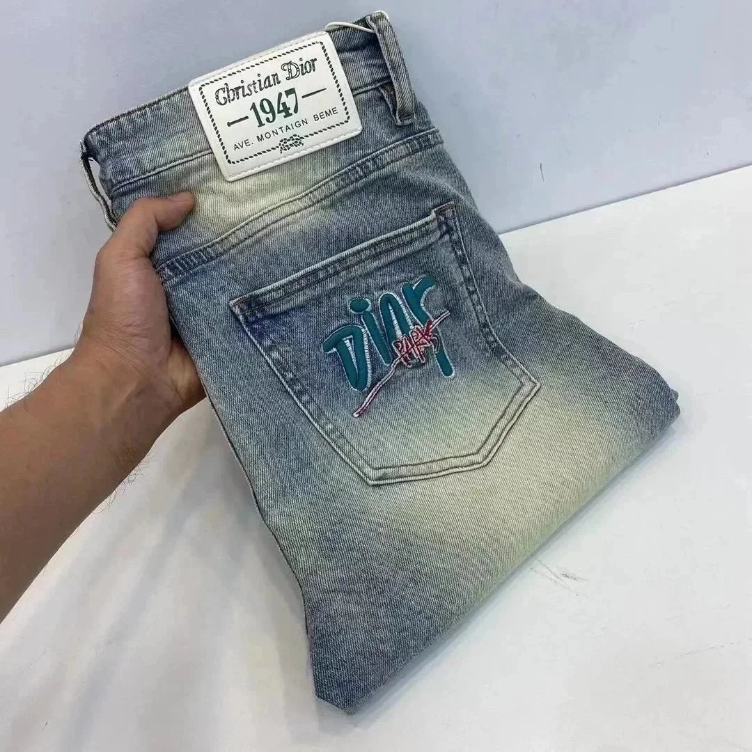Dior Oblique Print Denim Jeans Light Wash - 16