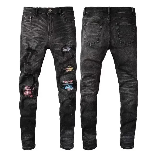 Gallery Dept x Custom Patchwork Black Distressed Jeans - 12