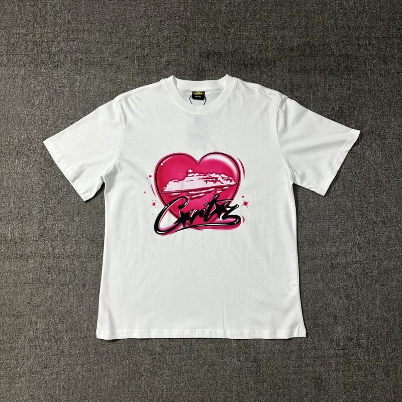 Corteiz T-shirt Pink Heart White