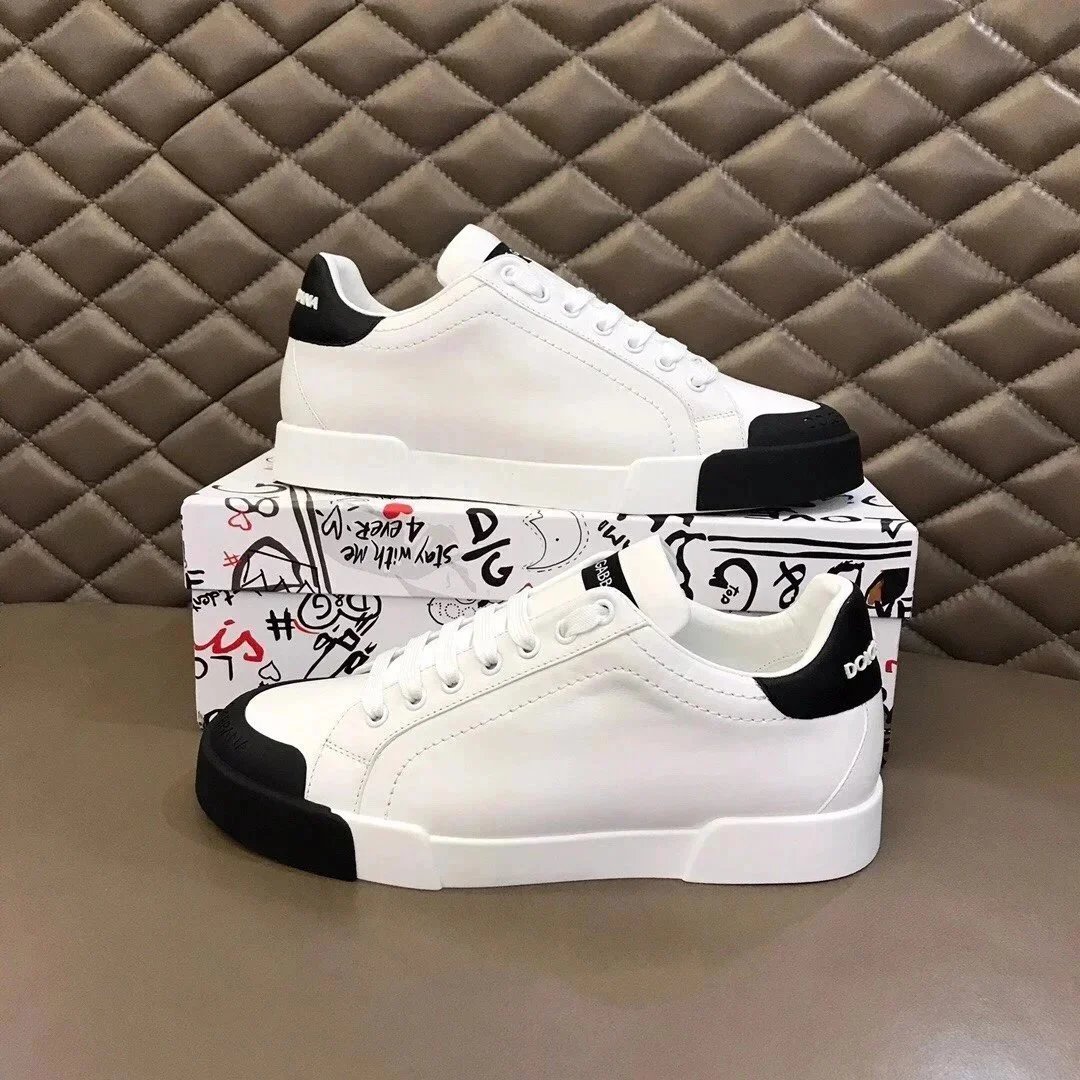 Dolce & Gabbana Dolce & Gabbana White and Black Leather Sneakers White