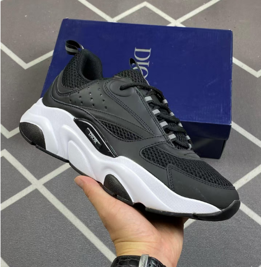 Dior B23 Low White Beige Silver Chunky Sneakers - 8