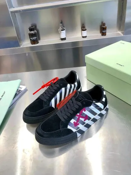 Off-White Diagonal Arrow Low Top White Orange Black Sneakers - 8