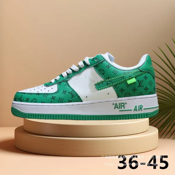 Off-White x Nike Air Force 1 Low Black Velvet Sneakers - 12
