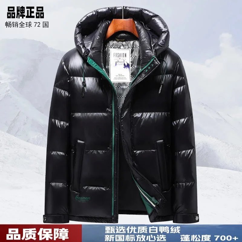 15.Posidon 2024 black gold series hooded down jacket winter new men's white duck down thickened bread clothing warm