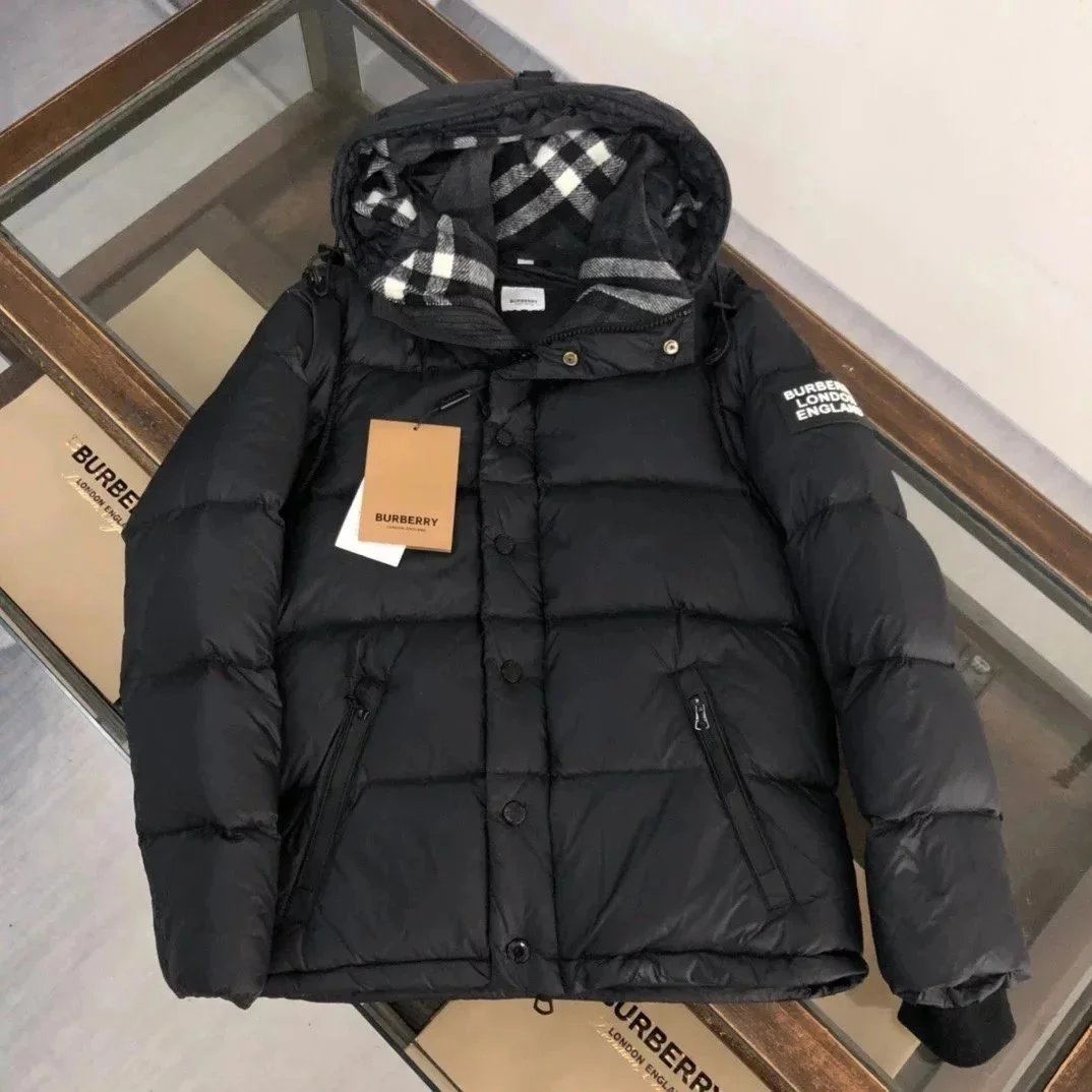 Burberry Puffer Black Hooded Down Jacket