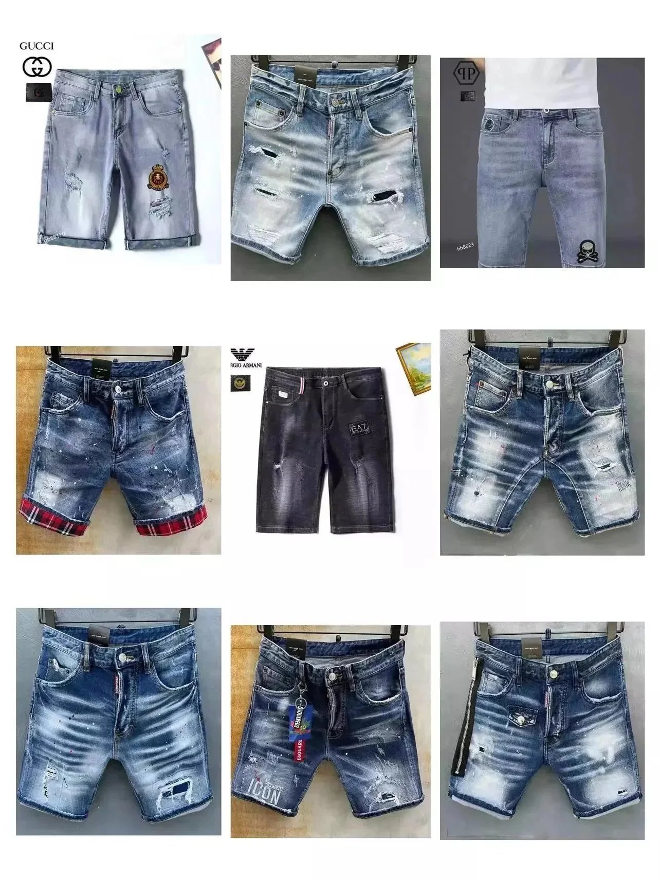 Dsquared2 Distressed Paint-Splatter Denim Shorts with Plaid Cuff - 2