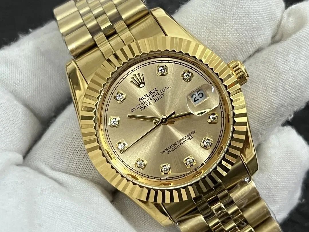 Rolex Oyster Perpetual Datejust Gold Diamond Dial Mechanical Watch Watches
