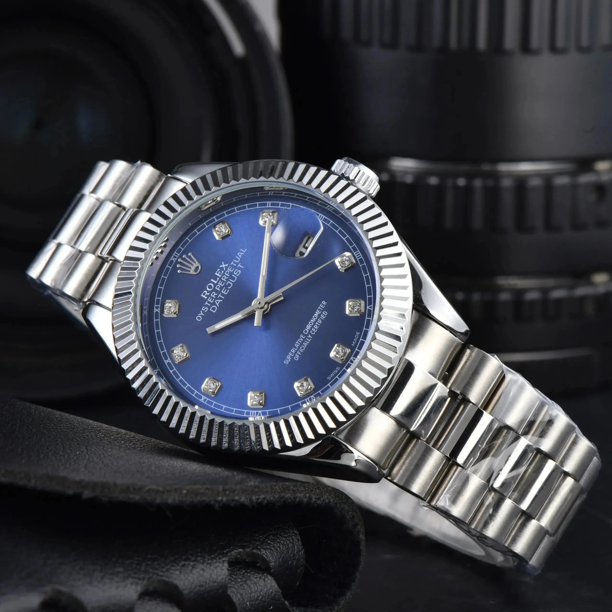 Rolex Oyster Perpetual Datejust Blue Dial Diamond Hour Markers Mechanical Watch Watches - 1