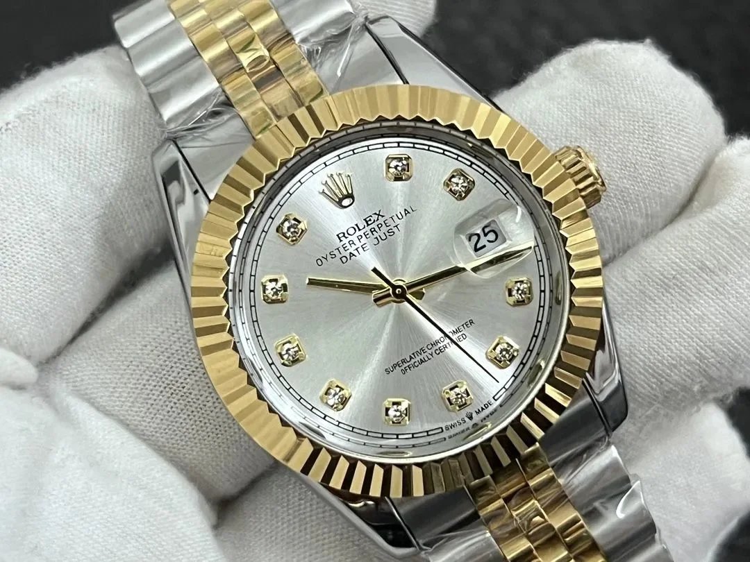 Rolex Oyster Perpetual Datejust Gold Diamond Dial Mechanical Watch Watches - 4