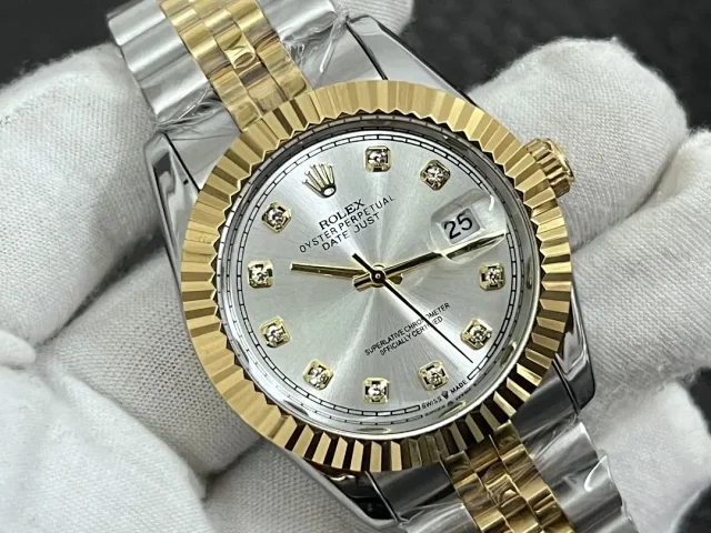 Rolex Watches Oyster Perpetual Datejust two-tone fluted-bezel watch product detail image 4