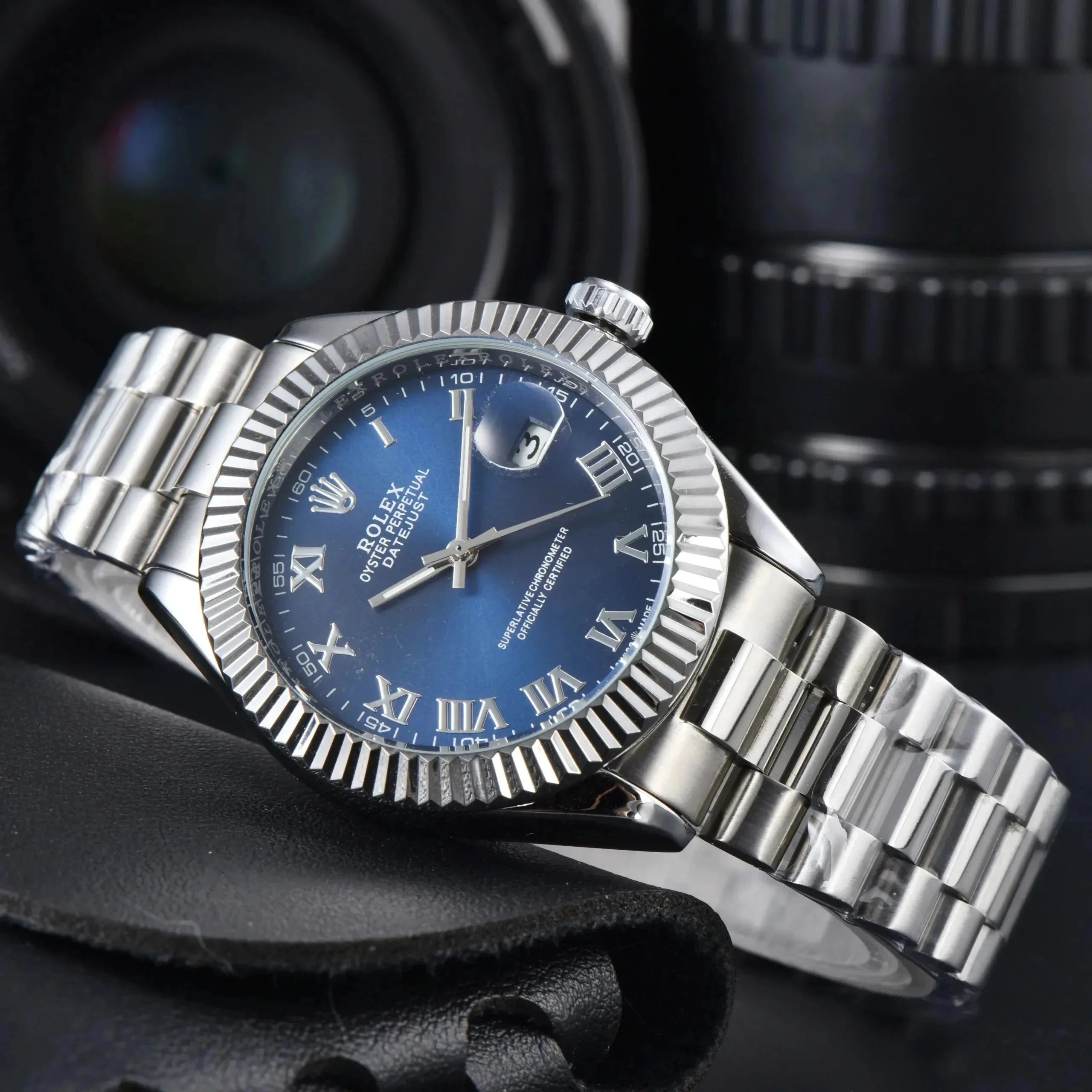 Rolex GMT-Master II Blue and Black Bezel Black Dial Steel Watch Watches - 6