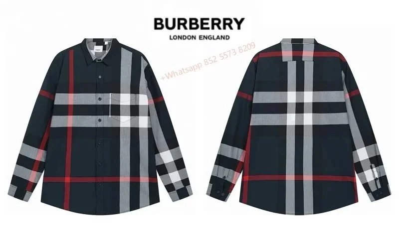 Burberry Check Print Beige Navy Blue Classic Shirt
