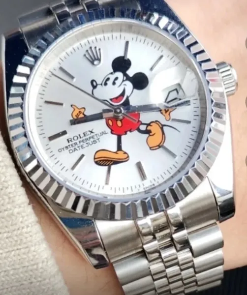 Rolex Oyster Perpetual Datejust Mickey Mouse White Dial Steel Watch Watches - 1