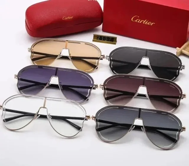 Cartier Eyewear Rimless Rectangular Sunglasses with Gold Cross Decorations product detail image 3