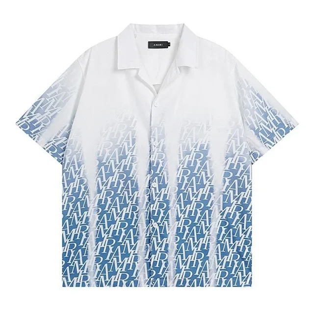 AMIRI Shirts Short-sleeve button-up shirt with gradient monogram print product detail image 2
