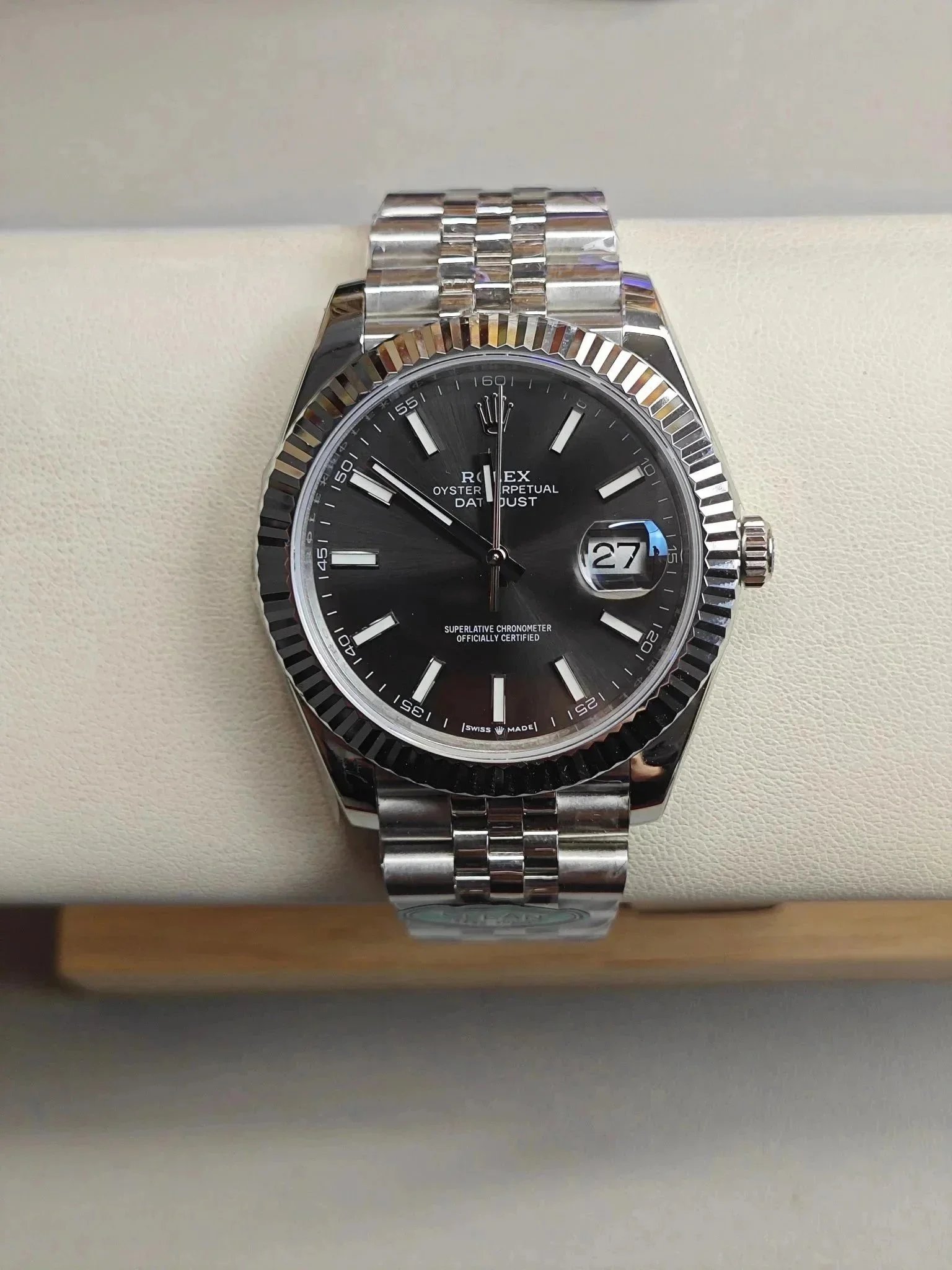 Design Rolex-Style Datejust Clone Light Blue Dial Stainless Steel Watch Watches - 7