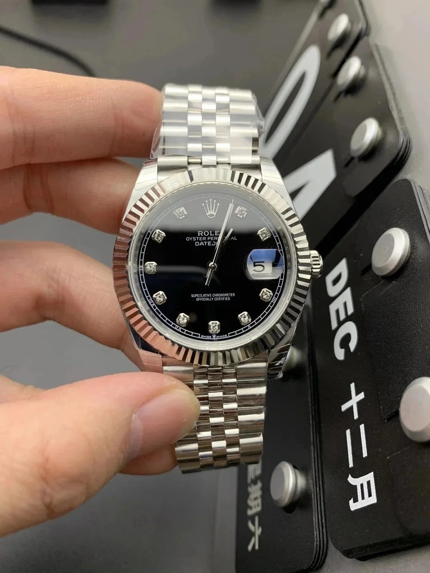 Design Rolex-Style Datejust Clone Light Blue Dial Stainless Steel Watch Watches - 4
