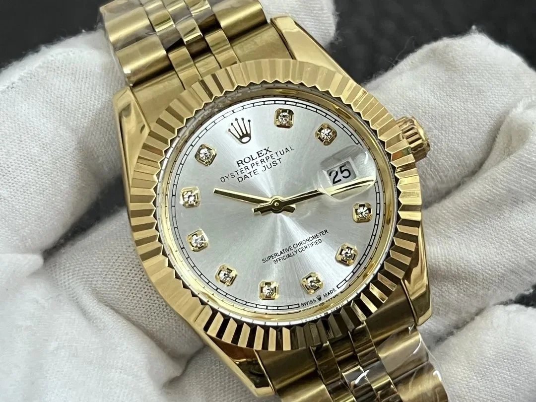 Rolex Oyster Perpetual Datejust Gold Diamond Dial Mechanical Watch Watches - 7