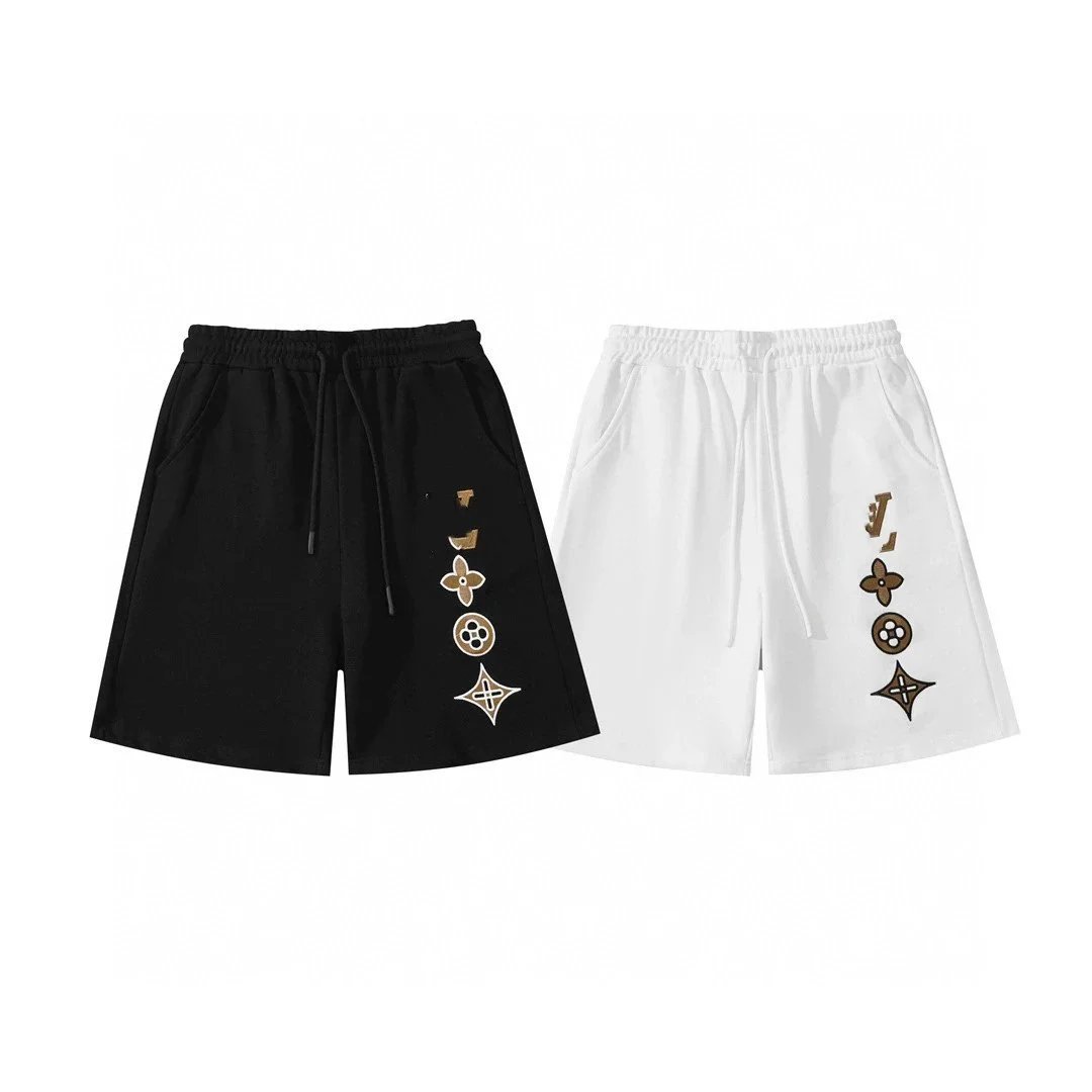 Design Checkerboard Embroidered Logo Shorts White - 6