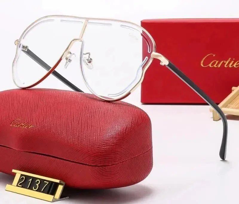 Cartier Eyewear Rimless Rectangular Sunglasses with Gold Cross Decorations — 17