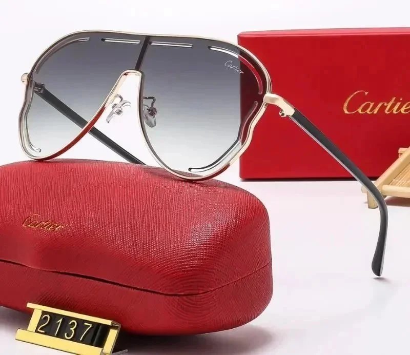 Cartier Eyewear Rimless Rectangular Sunglasses with Gold Cross Decorations — 19